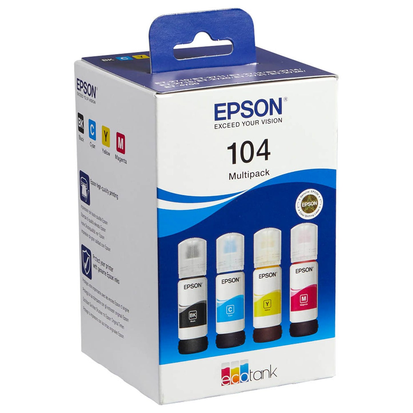 EPSON 104/T00P64 schwarz, cyan, magenta, gelb Tintenflaschen, 4er-Set | C13T00P640 | 1 Pack = 4 St.