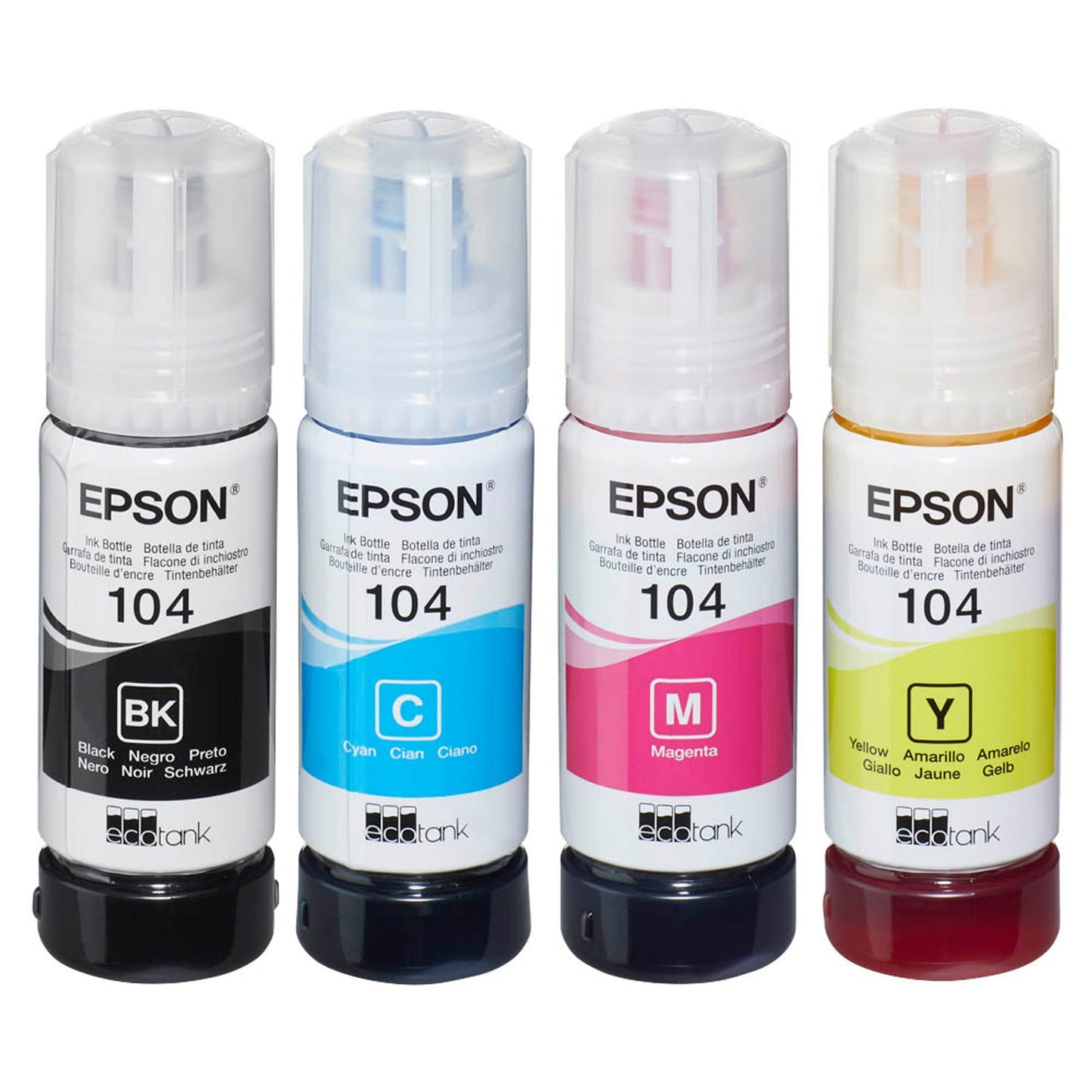 EPSON 104/T00P64 schwarz, cyan, magenta, gelb Tintenflaschen, 4er-Set | C13T00P640 | 1 Pack = 4 St.