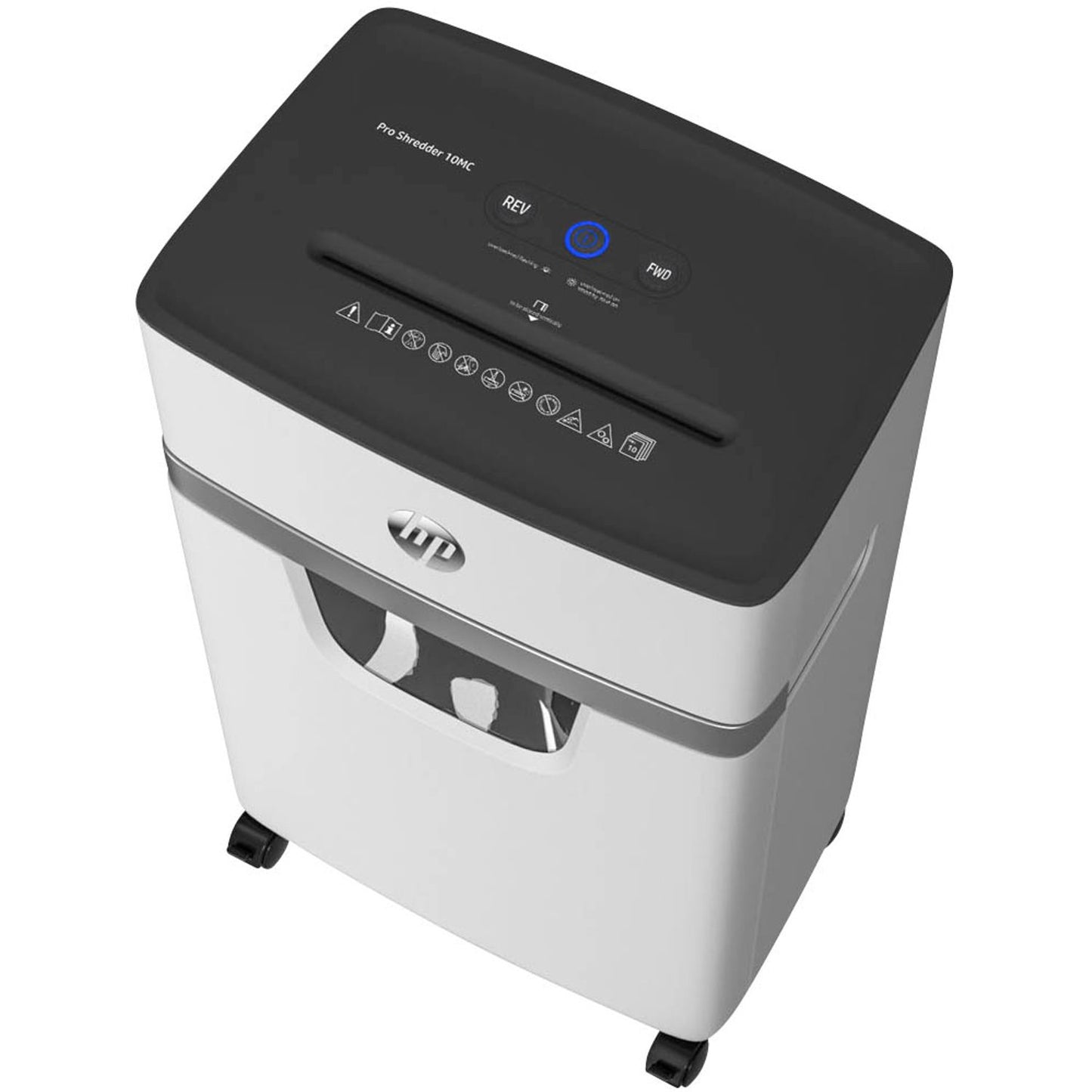 HP OneShred 10MC Aktenvernichter mit Partikelschnitt P-5, 2 x 15 mm, bis , weiß | 2804
