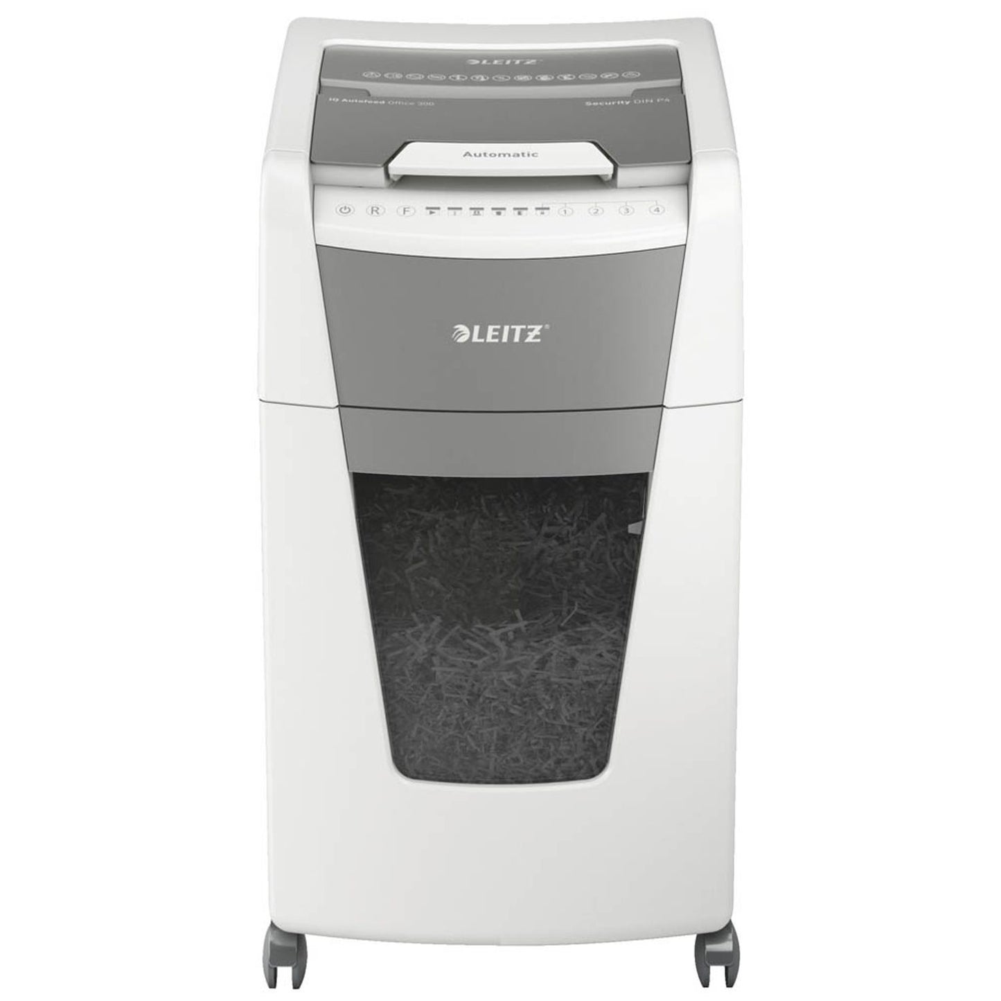 LEITZ IQ Autofeed Small Office 300 Aktenvernichter mit Partikelschnitt P-4, 4 x 26 mm, bis , weiß | 80150000