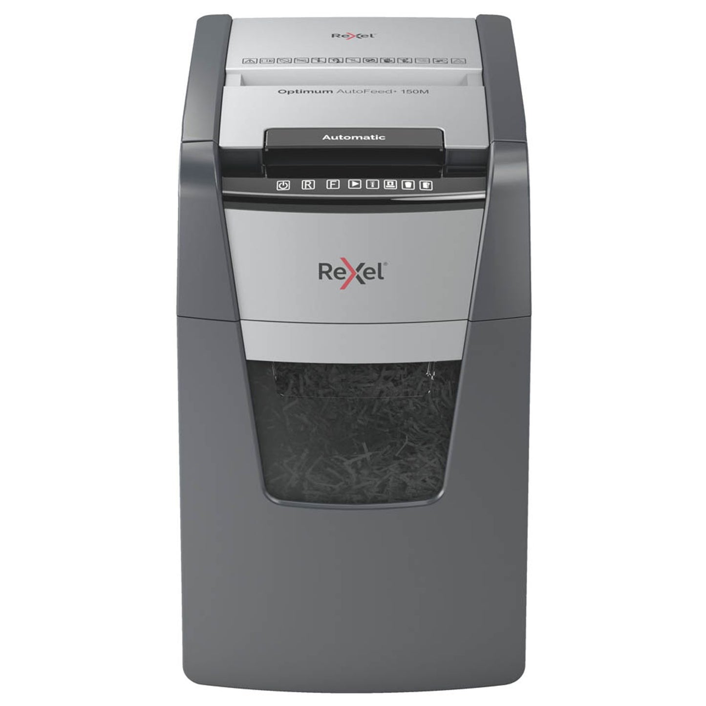 Rexel Optimum AutoFeed+ 150M Aktenvernichter mit Partikelschnitt P-5, 2 x 15 mm, bis , schwarz | 2020150MEU