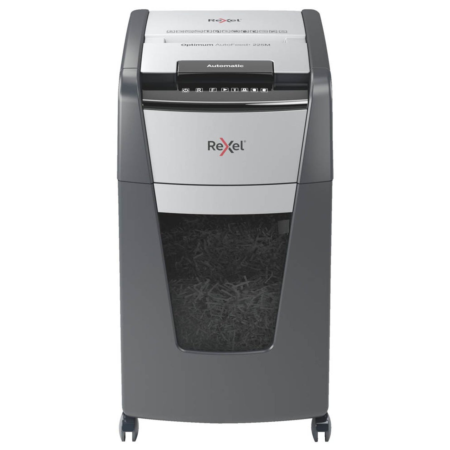 Rexel Optimum AutoFeed+ 225M Aktenvernichter mit Partikelschnitt P-5, 2 x 15 mm, bis , schwarz | 2020225MEU