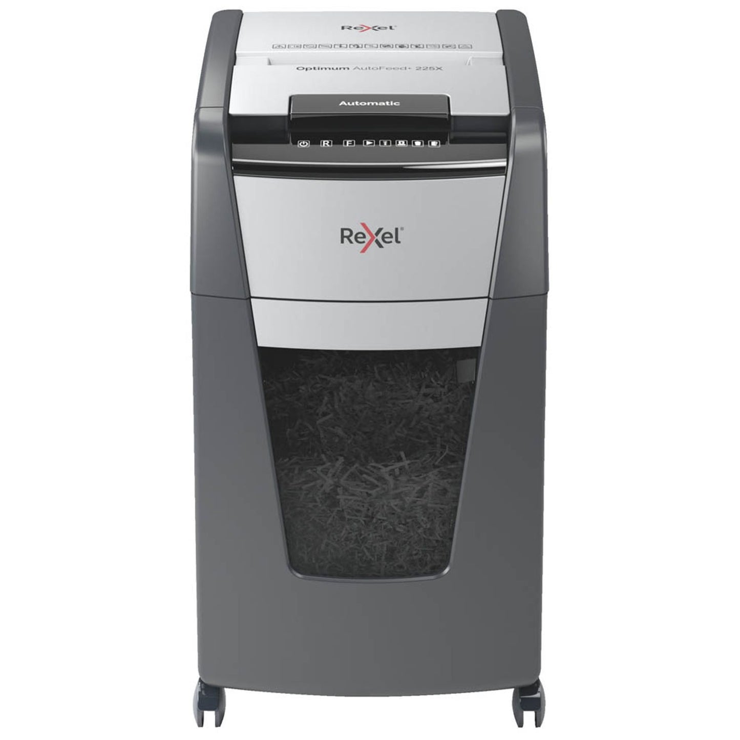 Rexel Optimum AutoFeed+ 225X Aktenvernichter mit Partikelschnitt P-4, 4 x 26 mm, bis , schwarz | 2020225,00 XEU