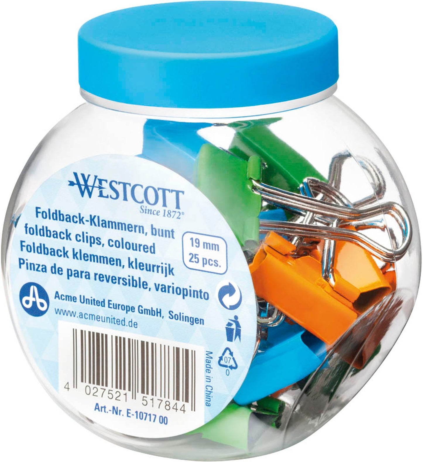 12 WESTCOTT Foldbackklammern farbsortiert
