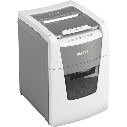 LEITZ IQ Autofeed Small Office 100 Aktenvernichter mit Partikelschnitt P-4, 4 x 28 mm, bis , weiß | 80110000