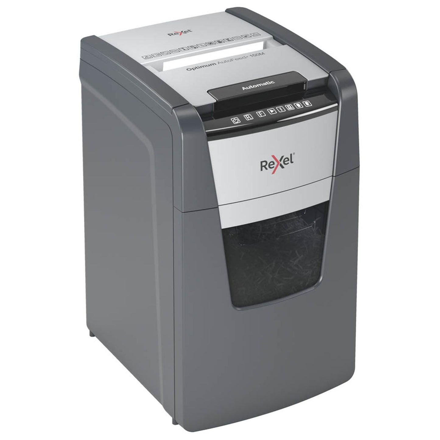 Rexel Optimum AutoFeed+ 150M Aktenvernichter mit Partikelschnitt P-5, 2 x 15 mm, bis , schwarz | 2020150MEU