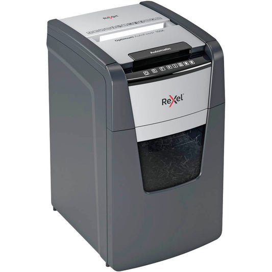 Rexel Optimum AutoFeed+150X Aktenvernichter mit Partikelschnitt P-4, 4 x 28 mm, bis , schwarz | 2020150,00 XEU