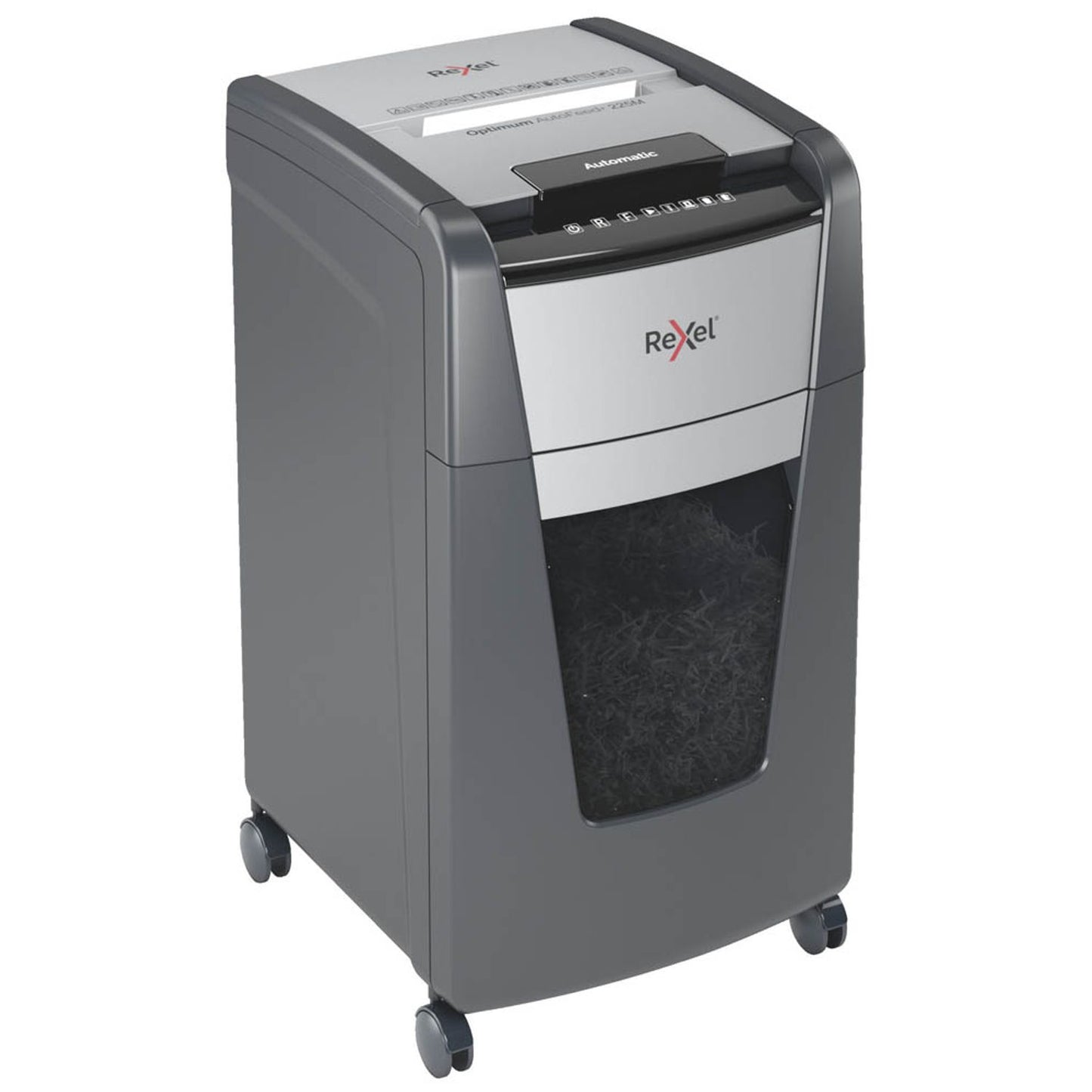 Rexel Optimum AutoFeed+ 225M Aktenvernichter mit Partikelschnitt P-5, 2 x 15 mm, bis , schwarz | 2020225MEU