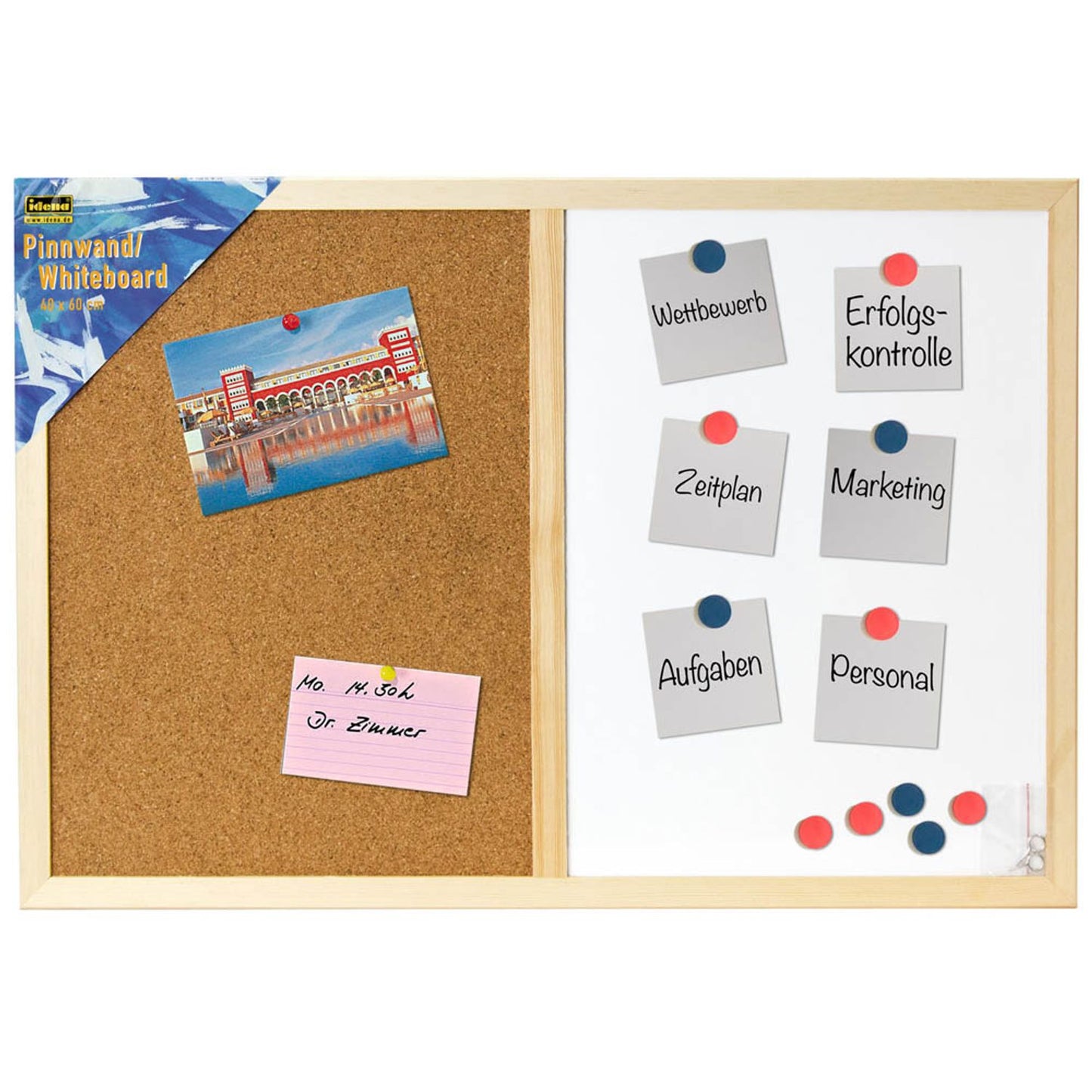 Idena Whiteboard-Pinnwand 60,0 x 40,0 cm Kork braun | 568016