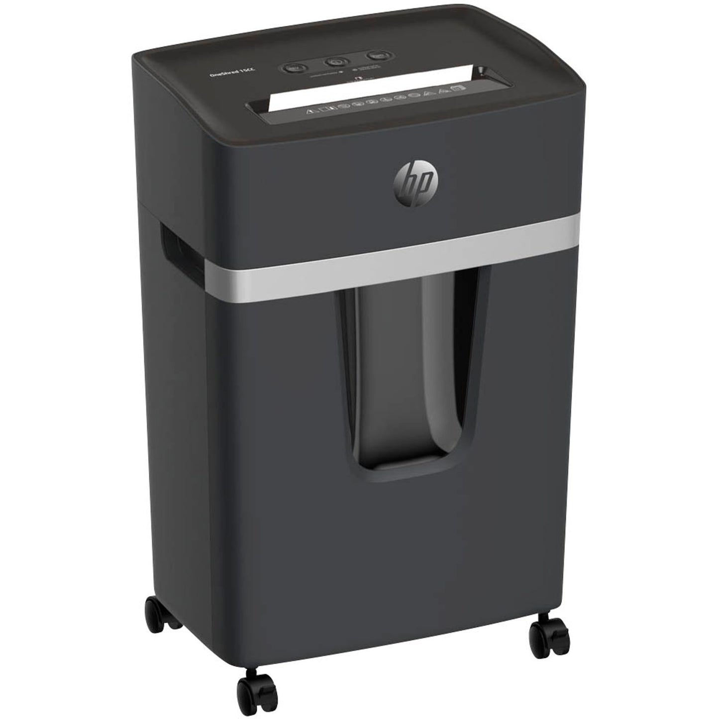 HP Pro Shredder 15CC Aktenvernichter mit Partikelschnitt P-4, 4 x 35 mm, bis , schwarz | 2811