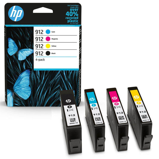 HP 912 () schwarz, cyan, magenta, gelb Druckerpatronen, 4er-Set | 6ZC74AE | 1 Pack = 4 St.