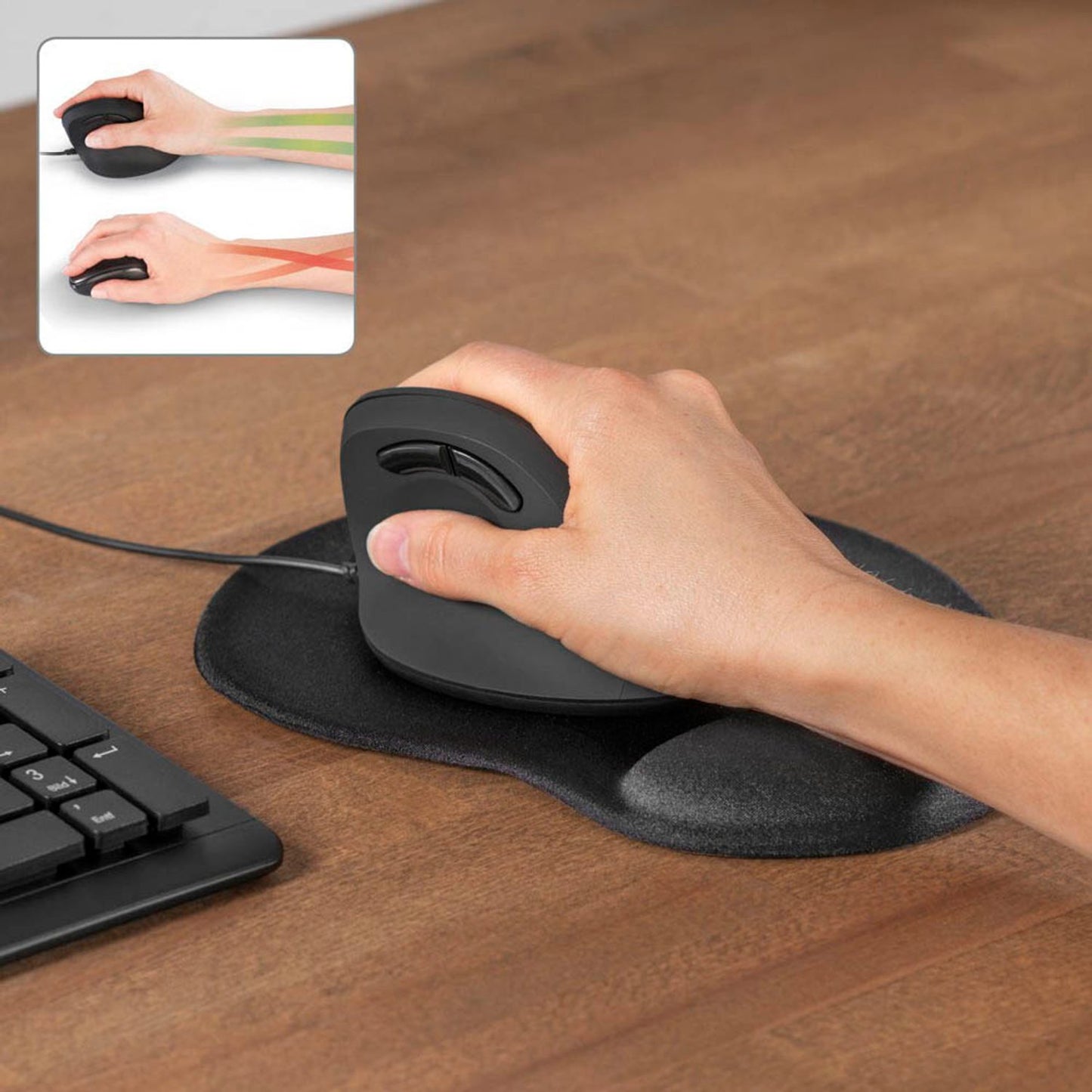 hama Mousepad mit Handgelenkauflage Ergonomic schwarz | 126854
