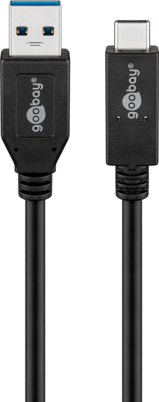 goobay USB 3.1 Gen 2 A/USB C Kabel, schwarz, 1 St.