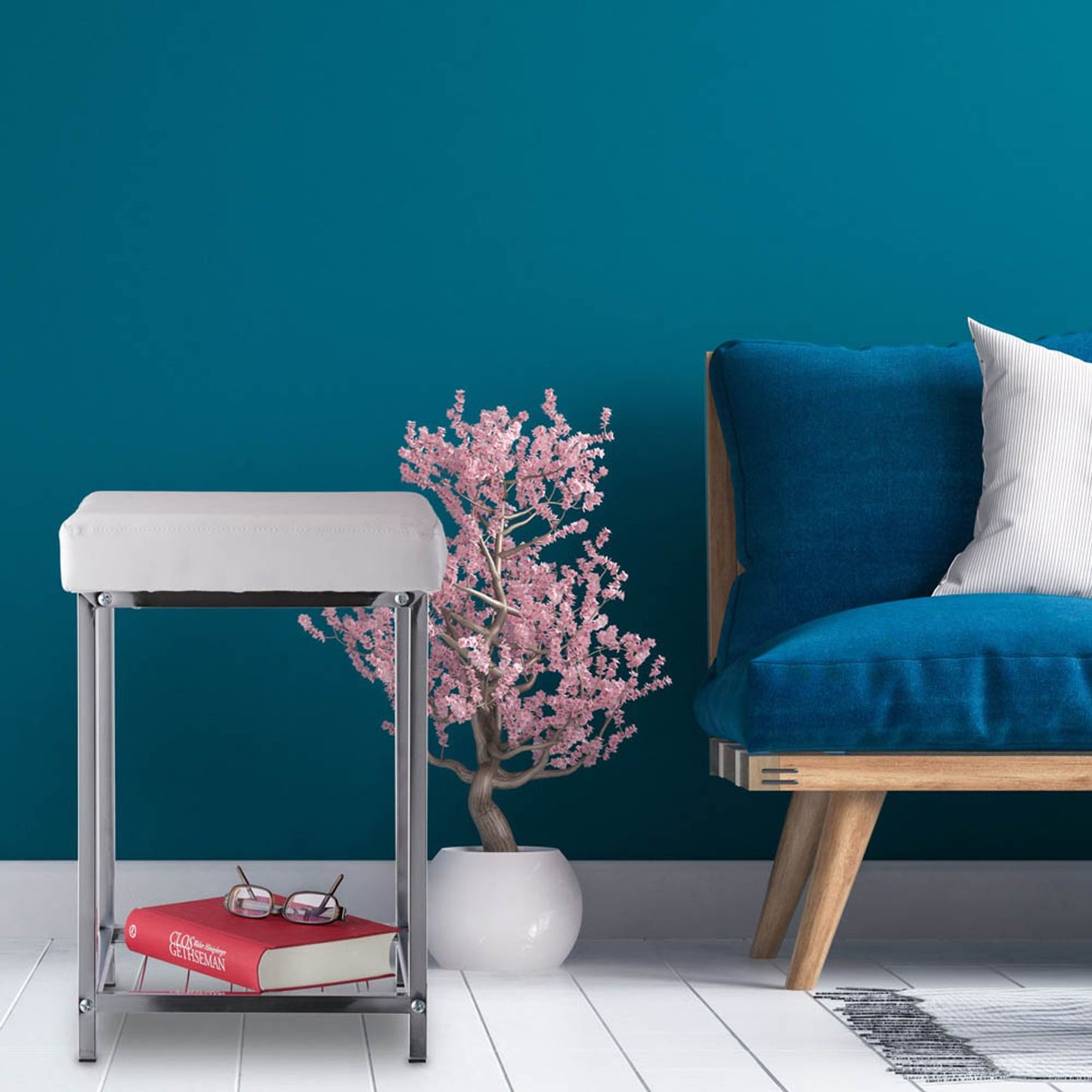 relaxdays Hocker weiß Kunstleder | 10024633_49