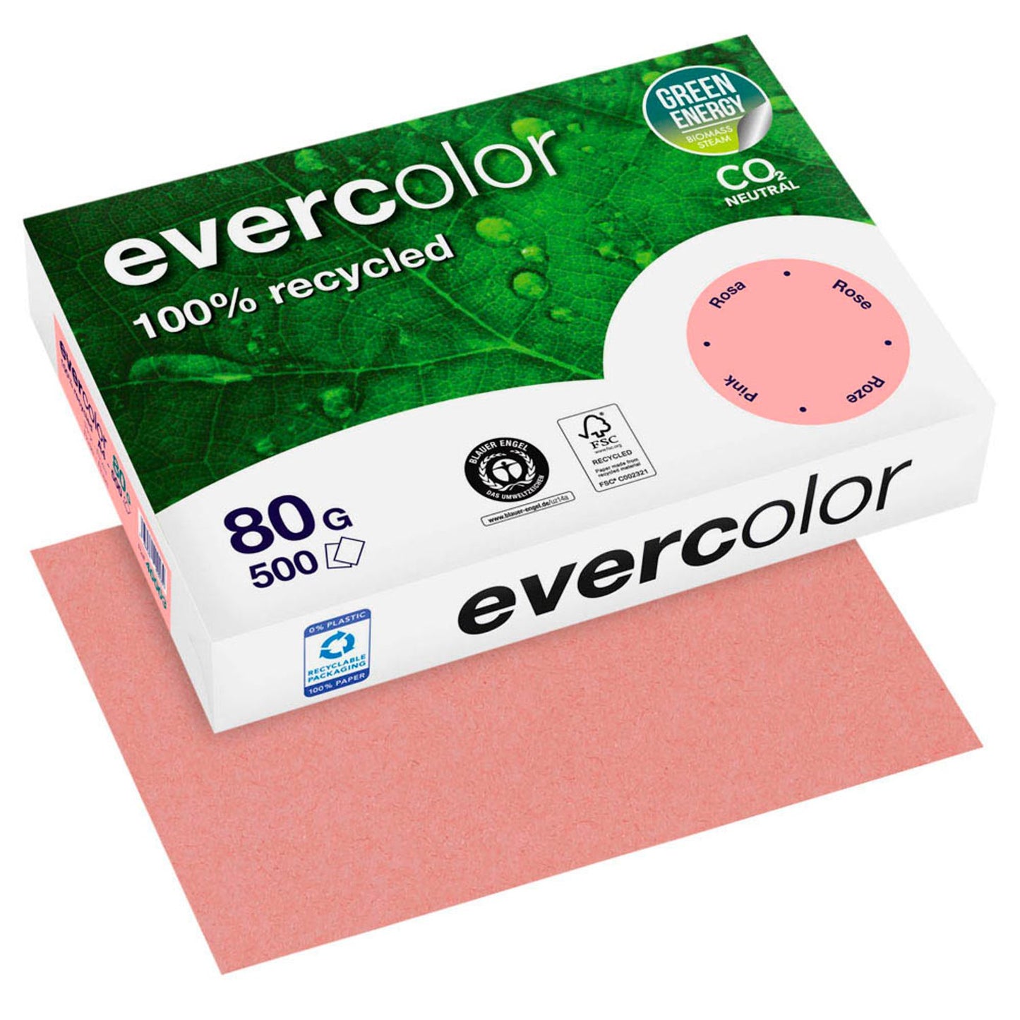 Clairefontaine Recyclingpapier Evercolor DIN A4 80 g/qm 500 Blatt
