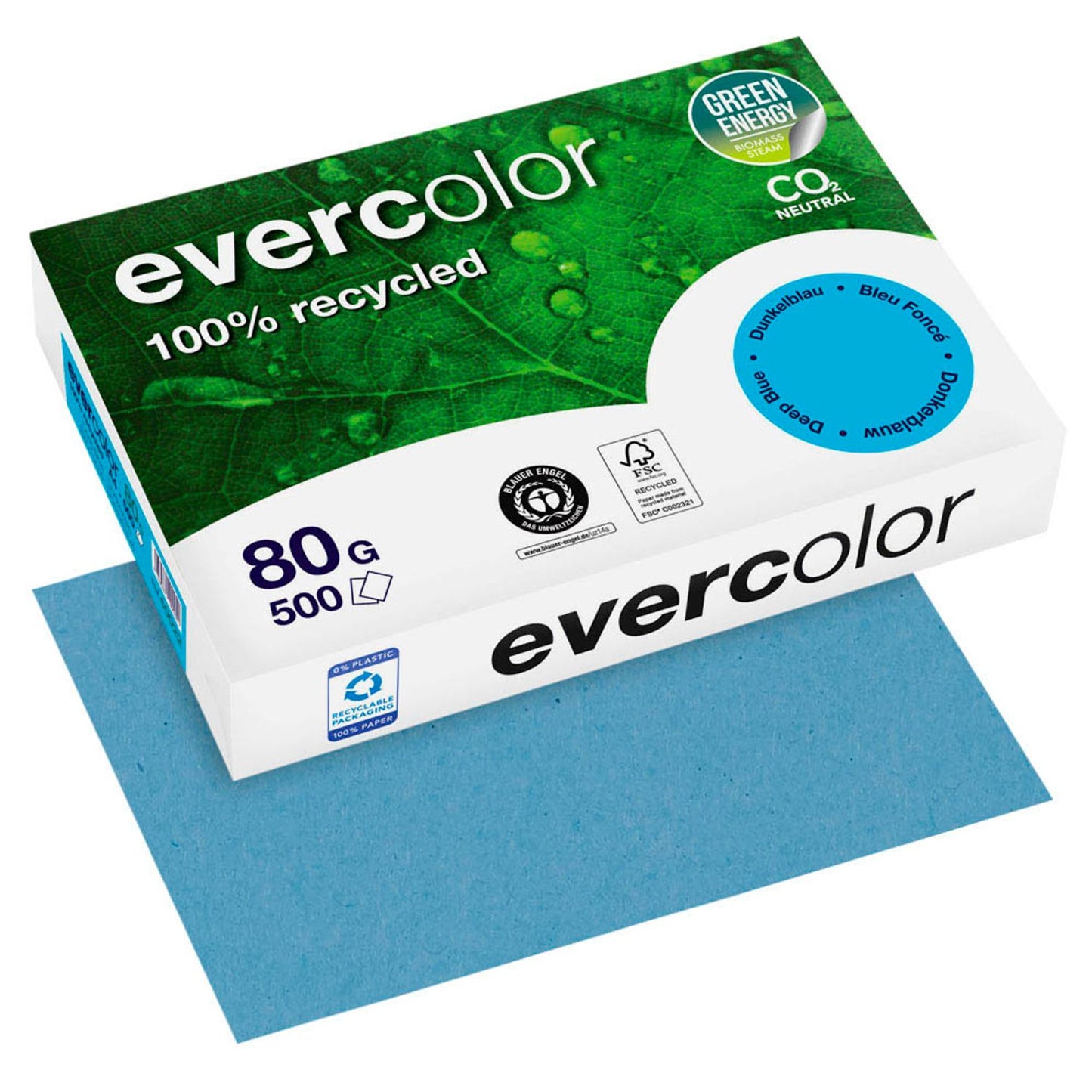 Clairefontaine Recyclingpapier Evercolor DIN A4 80 g/qm 500 Blatt