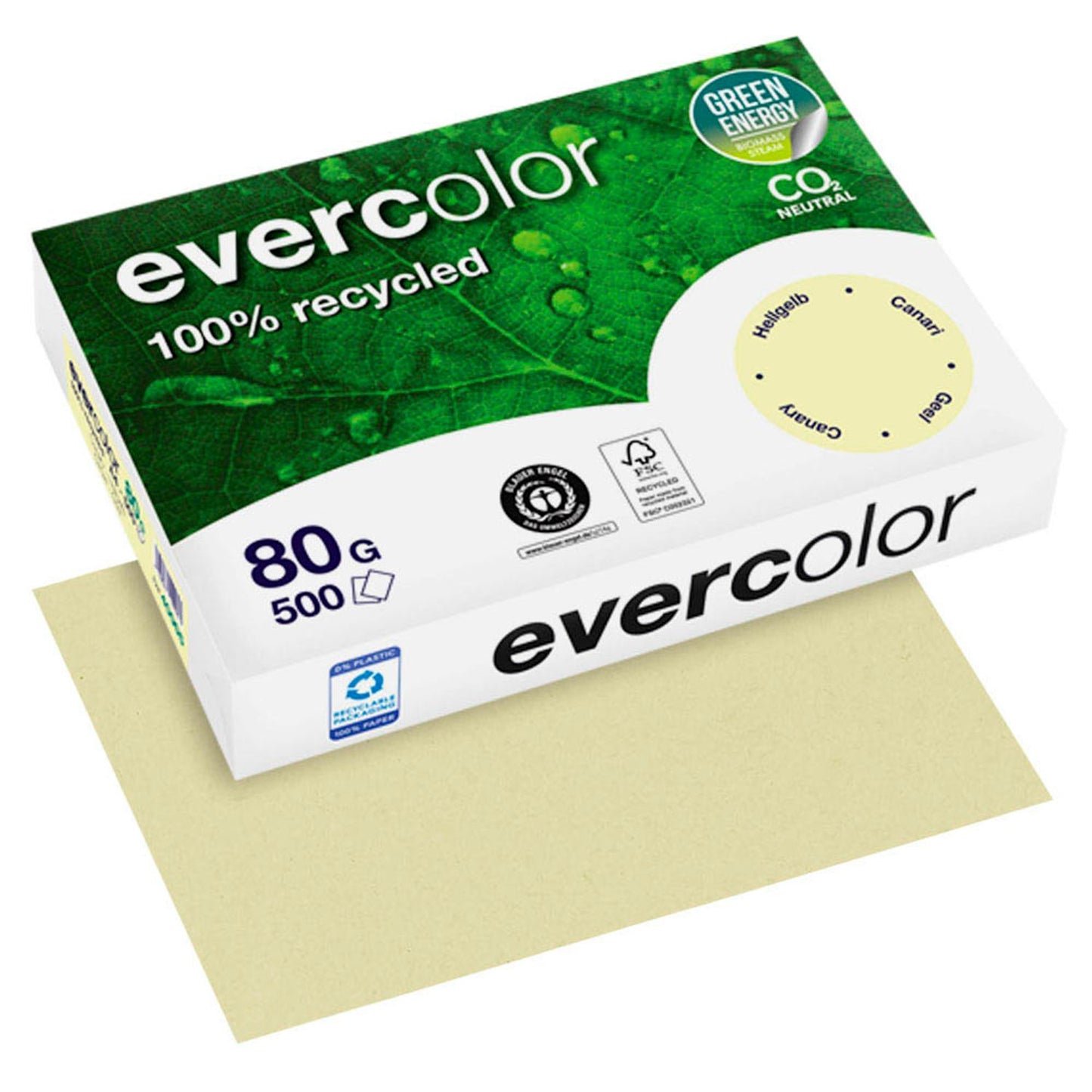 Clairefontaine Recyclingpapier Evercolor DIN A4 80 g/qm 500 Blatt