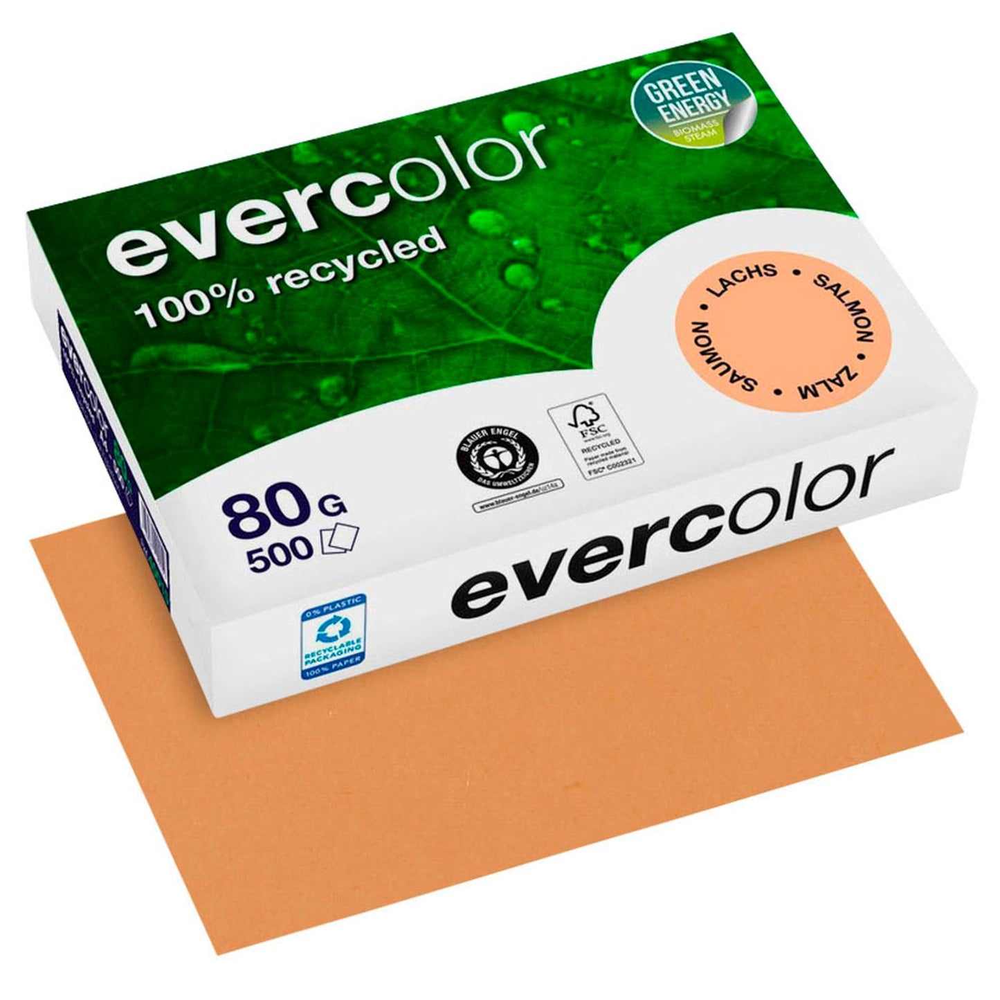 Clairefontaine Recyclingpapier Evercolor DIN A4 80 g/qm 500 Blatt