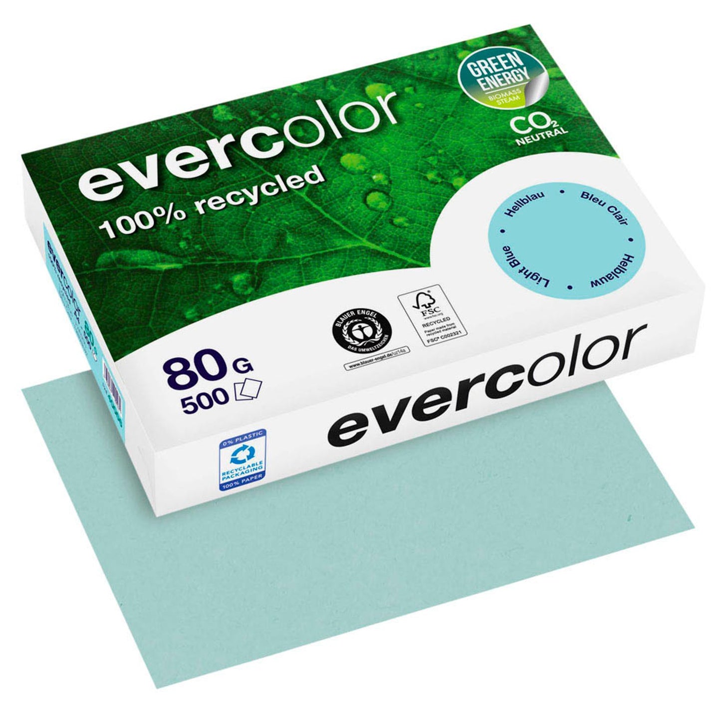 Clairefontaine Recyclingpapier Evercolor DIN A4 80 g/qm 500 Blatt