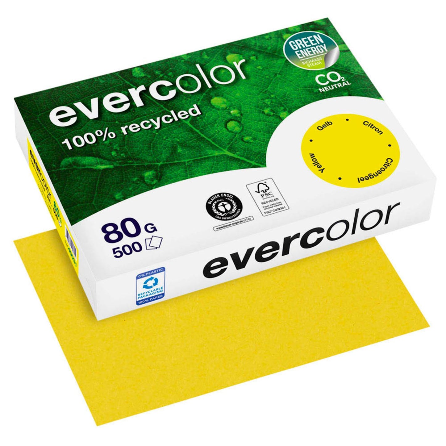 Clairefontaine Recyclingpapier Evercolor DIN A4 80 g/qm 500 Blatt