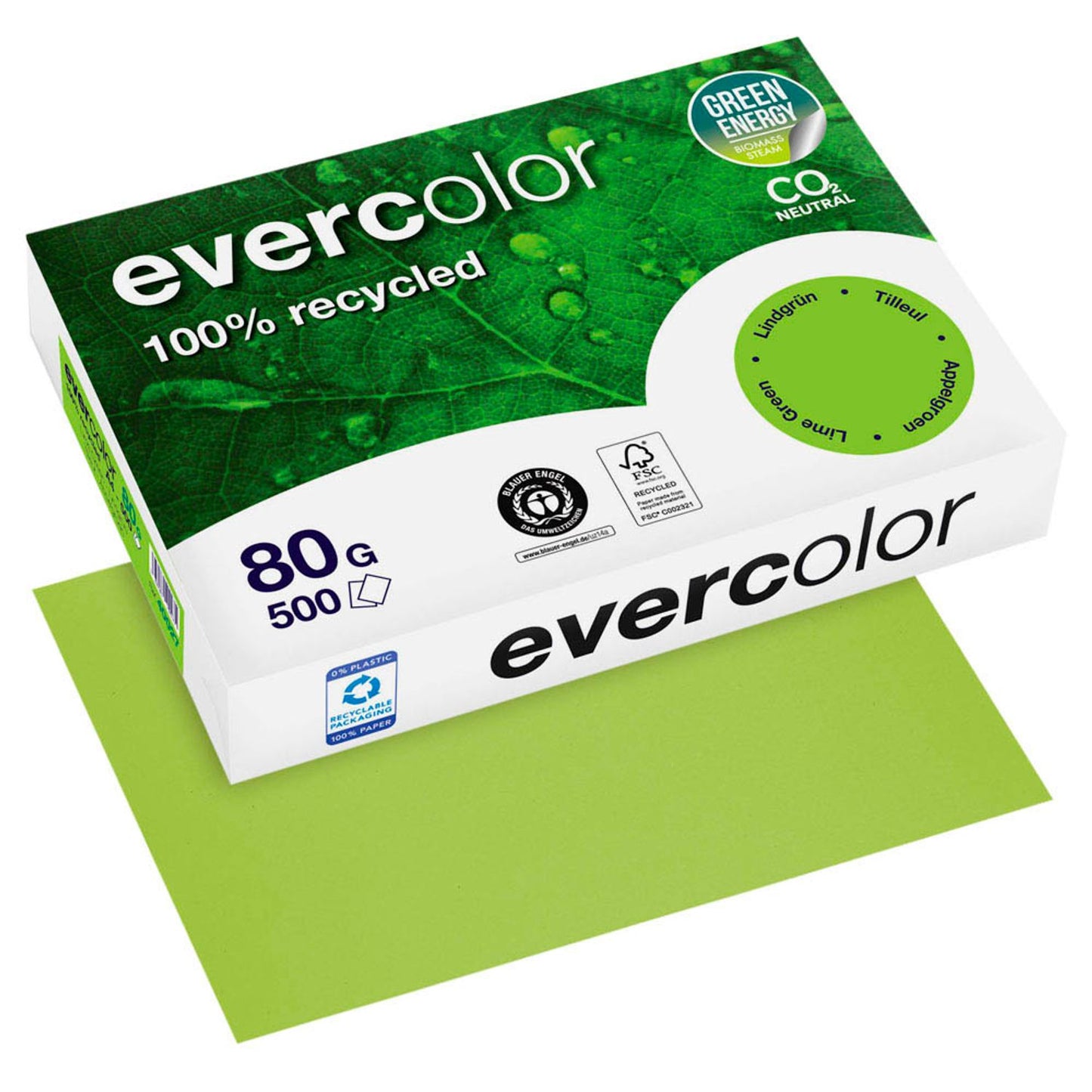 Clairefontaine Recyclingpapier Evercolor DIN A4 80 g/qm 500 Blatt