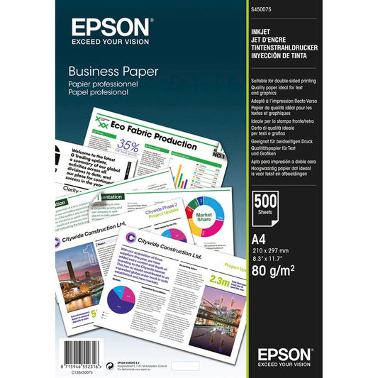 EPSON Inkjetpapier Business Papier DIN A4 80 g/qm | C13S450075 | 1 Pack = 500 Blatt