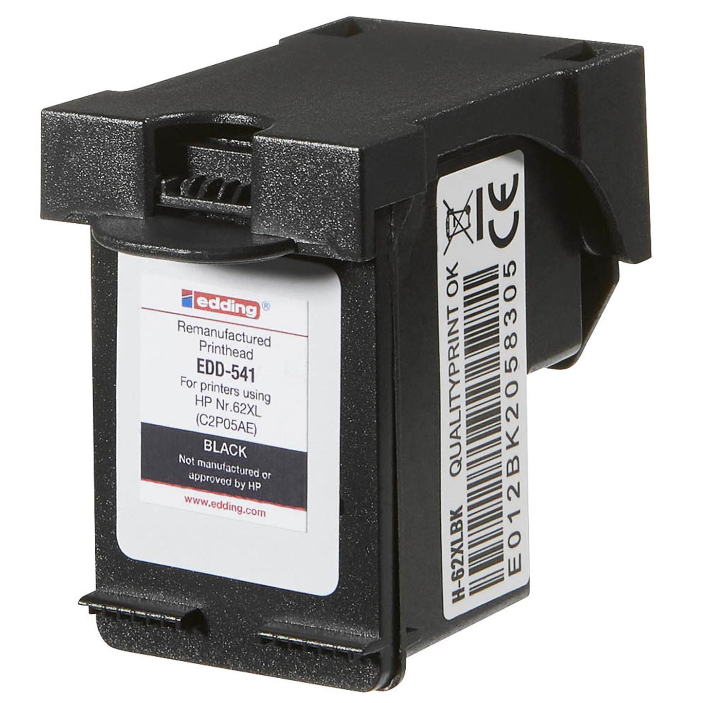 edding EDD-541 schwarz Druckerpatrone kompatibel zu HP 62XL (C2P05AE) | 18-541