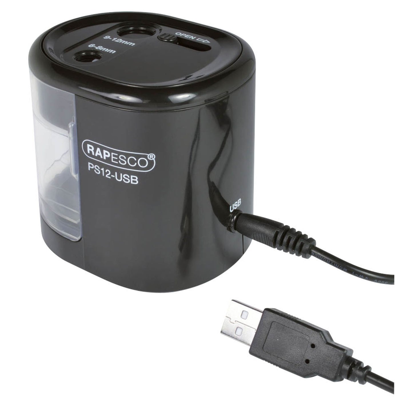 RAPESCO® elektrischer Anspitzer PS12 schwarz | 1449