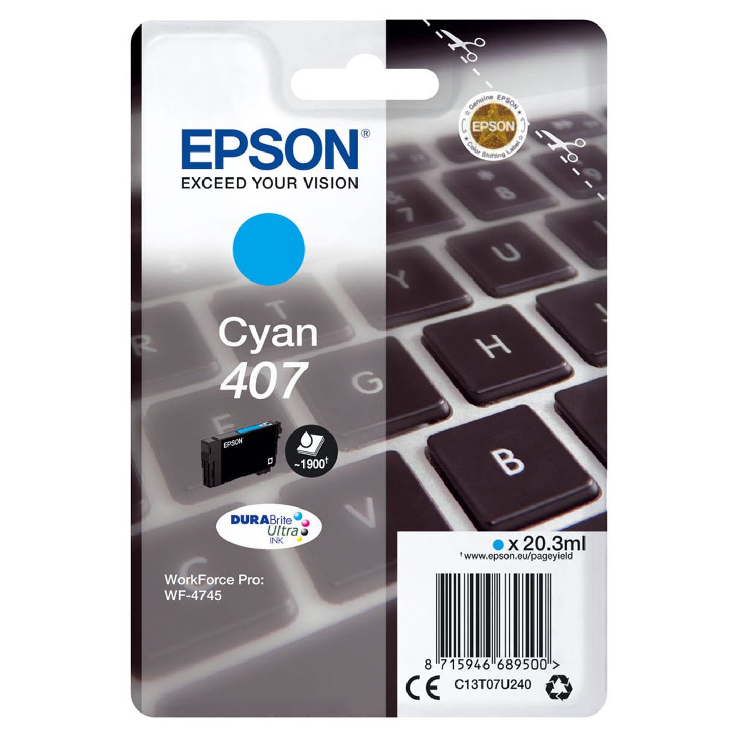 EPSON 407 / T07U2 cyan Druckerpatrone | C13T07U240