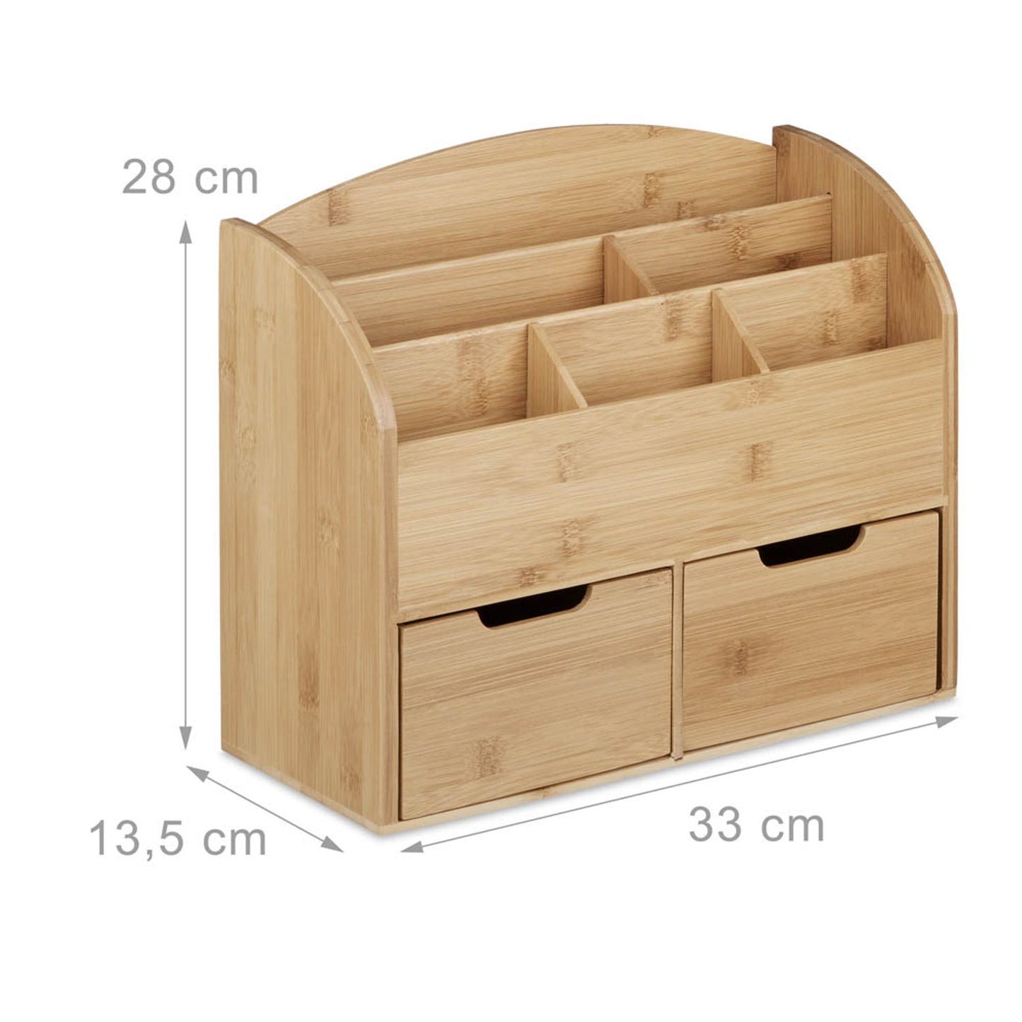 relaxdays Schreibtisch-Organizer braun Bambus 6 Fächer 33,0 x 13,5 x 28,0 cm | 10020336_0
