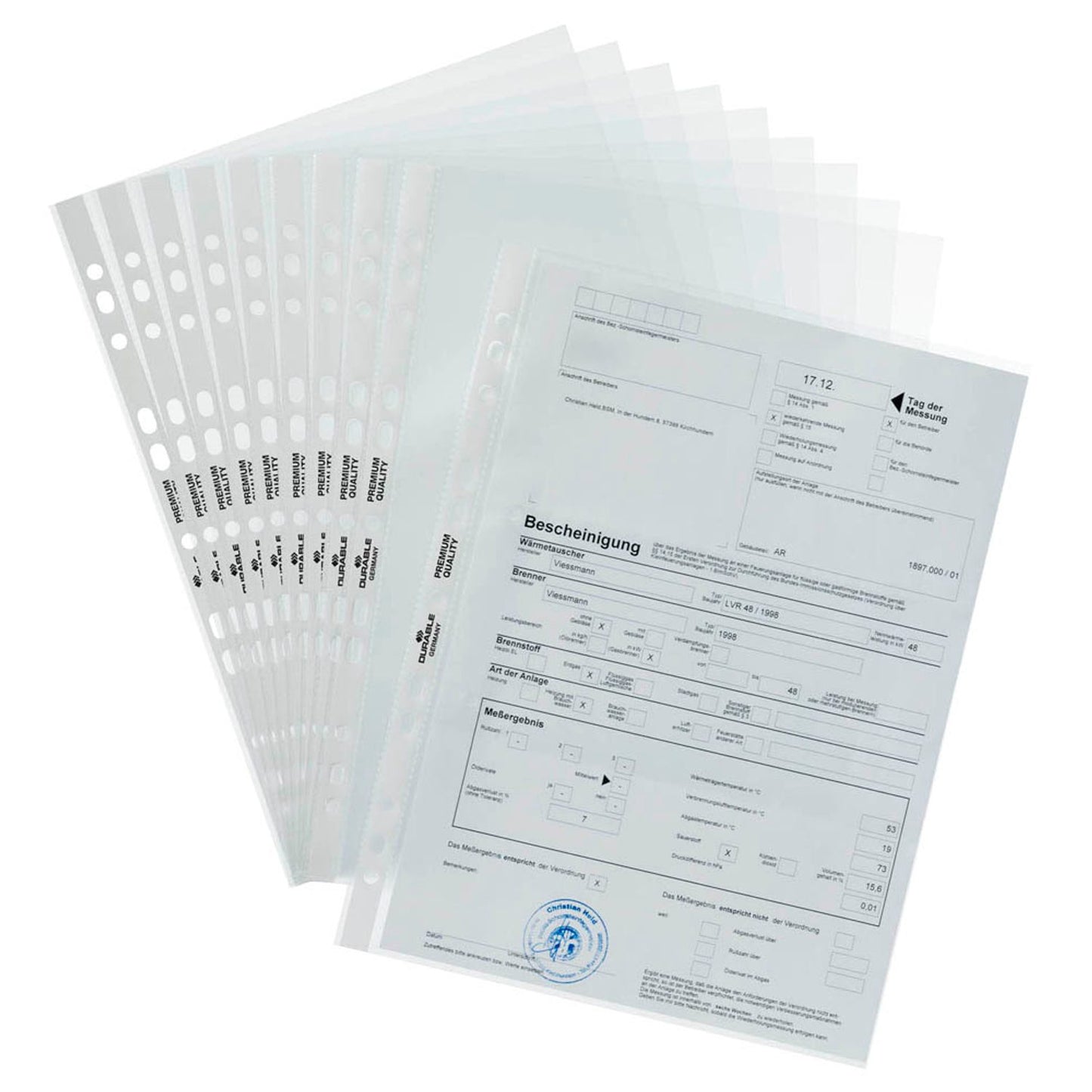 DURABLE Prospekthüllen Premium DIN A4 überbreit glasklar glatt 0,08 mm | 999111197 | 1 Pack = 50 St.