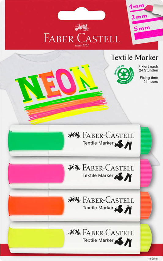 FABER-CASTELL Textilmarker farbsortiert 1,0 - 5,0 mm