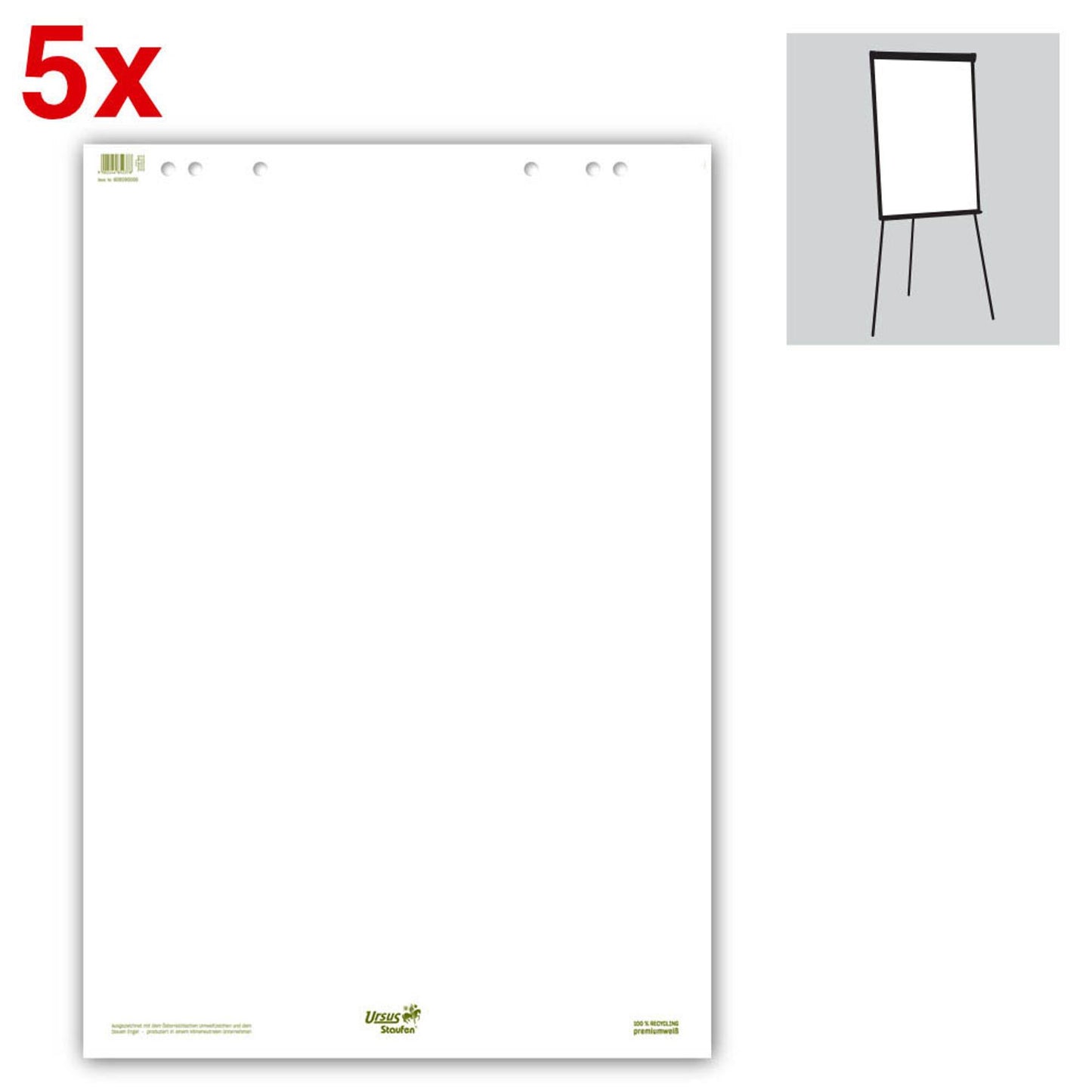 Ursus Flipchart-Papier Green 68,0 x 99,0 cm, 20 Blatt, 5 Blöcke