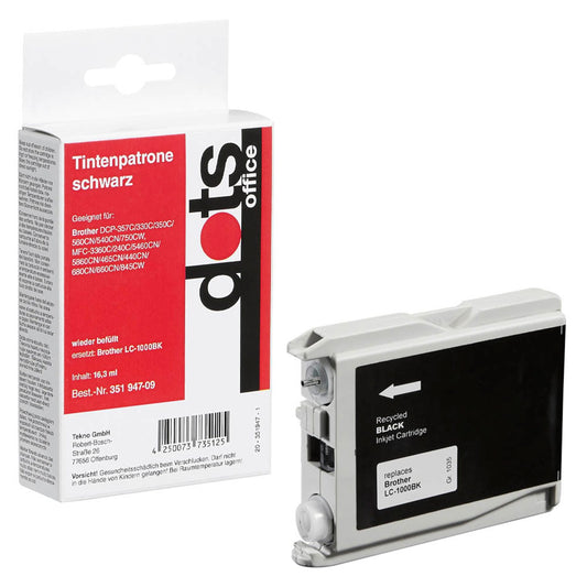 dots schwarz Druckerpatrone kompatibel zu brother LC-1000BK | 1035,4001-DOTS