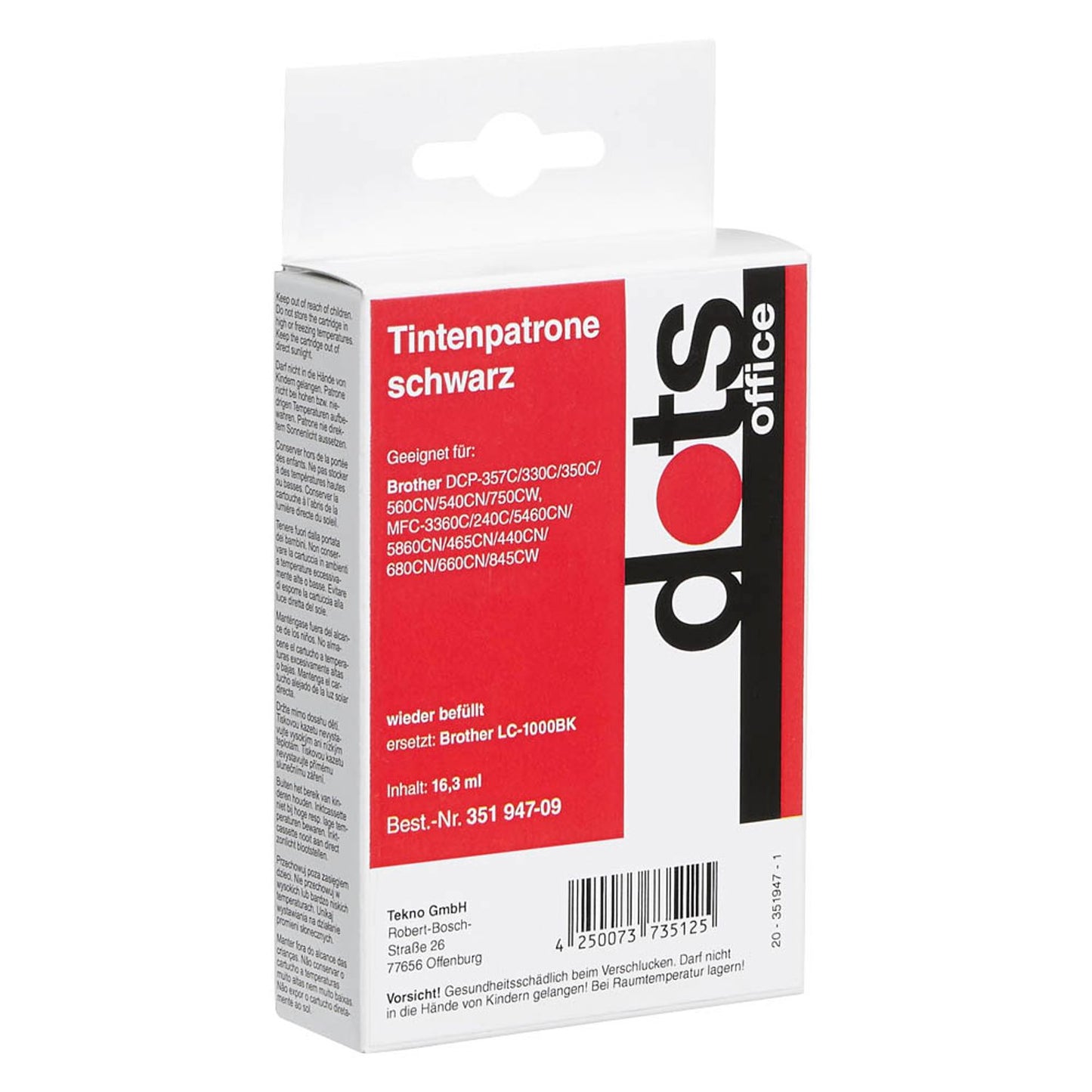 dots schwarz Druckerpatrone kompatibel zu brother LC-1000BK | 1035,4001-DOTS