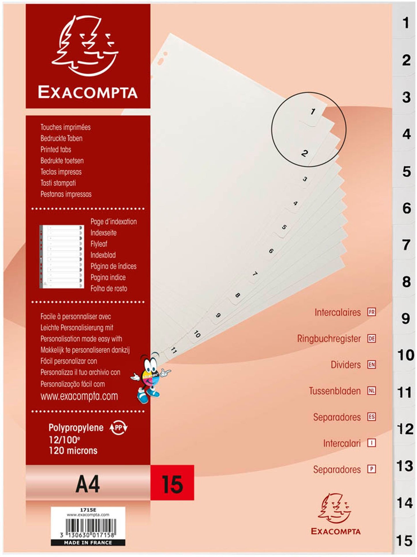 Exacompta Ordnerregister Vollformat grau, 1 Satz