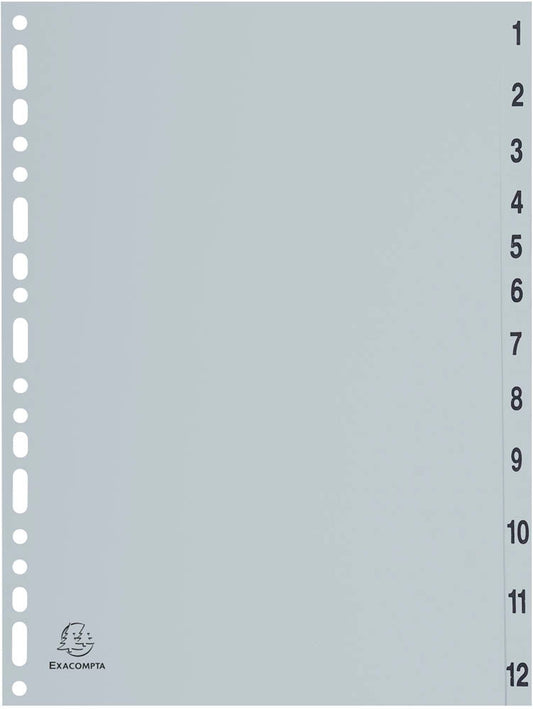 Exacompta Ordnerregister Vollformat 1-12 grau 12-teilig, 1 Satz