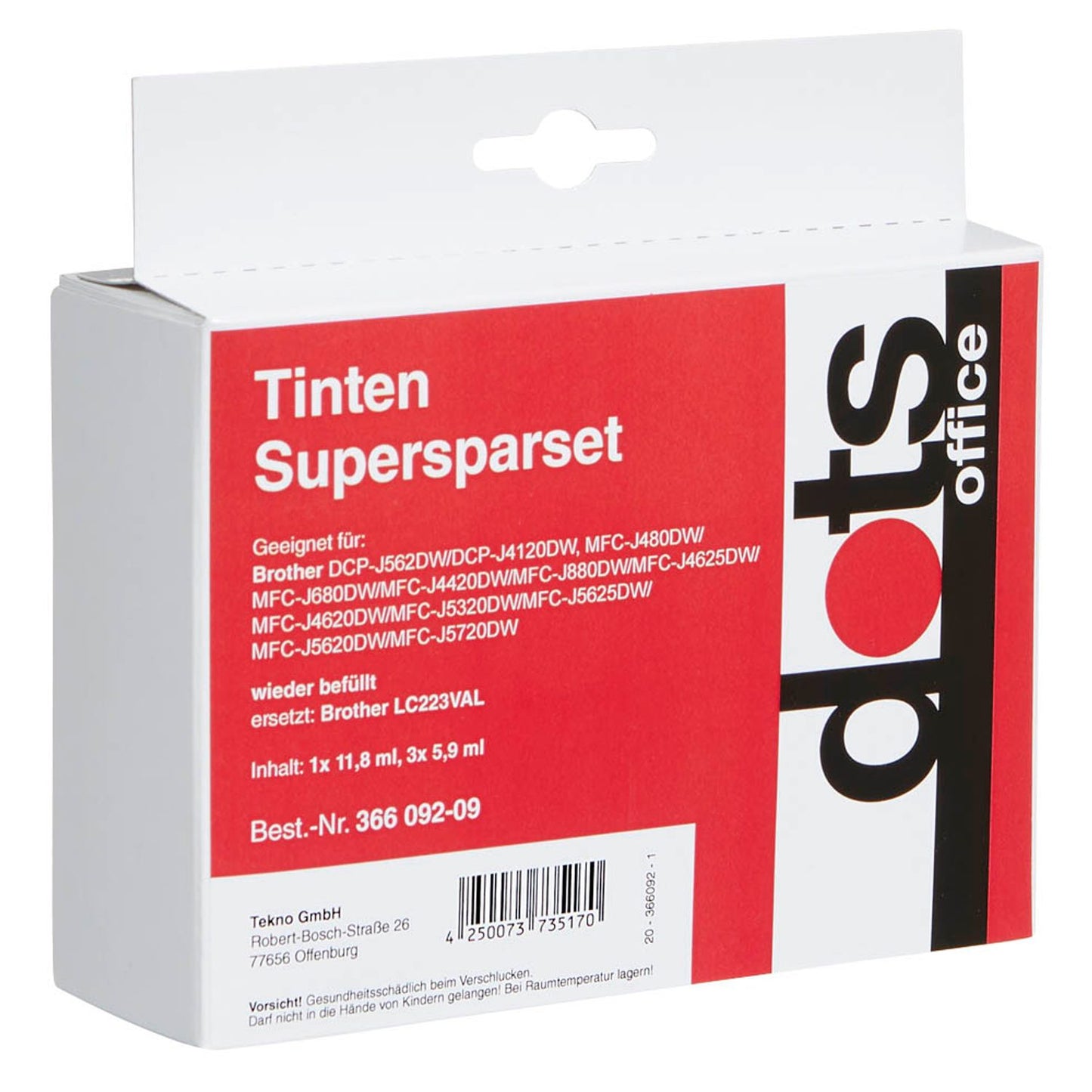 dots schwarz, cyan, magenta, gelb Druckerpatronen kompatibel zu brother LC-223BK, LC-223C, LC-223M, LC-223Y, 4er-Set | 1529,4005-DOTS | 1 Pack = 4 St.