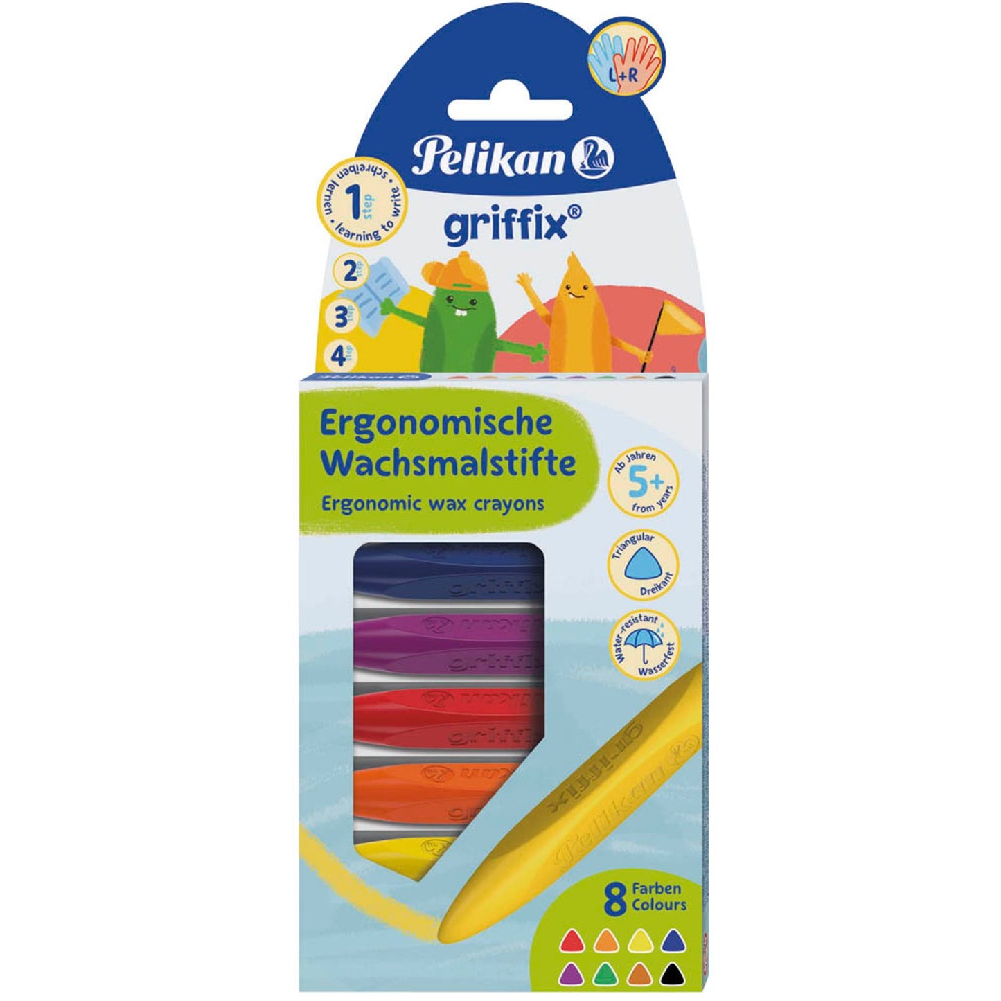 Pelikan griffix® Wachsmalstifte farbsortiert | 300000361 | 1 Pack = 8 St.