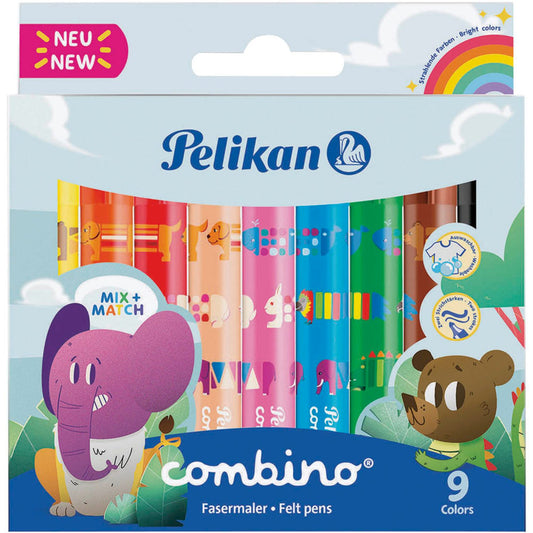 Pelikan combino Filzstifte farbsortiert | 400191299 | 1 Pack = 9 St.