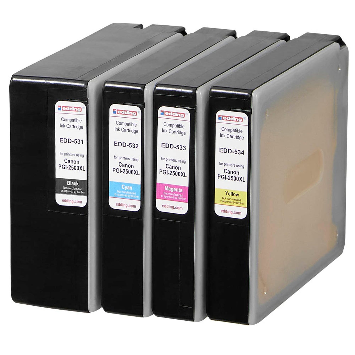 edding EDD-535 schwarz, cyan, magenta, gelb Druckerpatronen kompatibel zu Canon PGI-2500 XL BK/C/M/Y, 4er-Set | 18-535 | 1 Pack = 4 St.