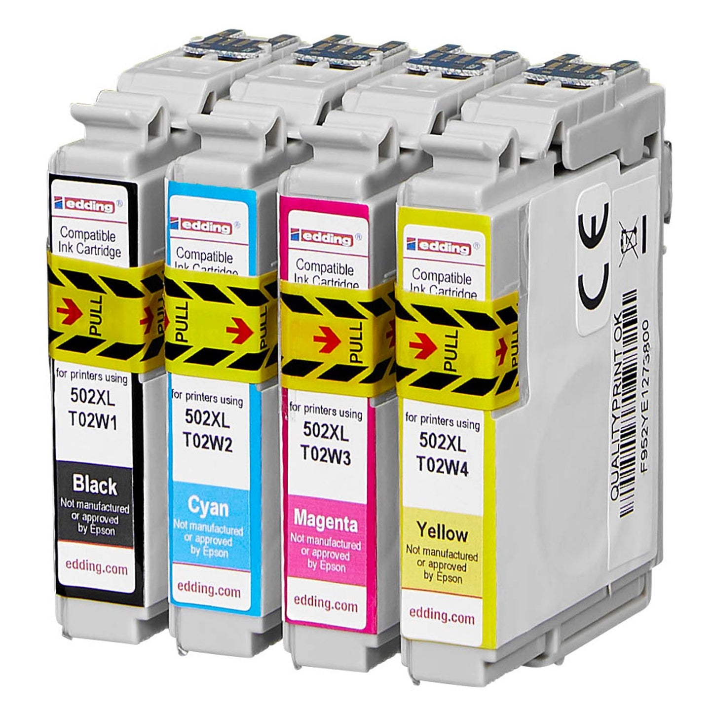 edding EDD-614 schwarz, cyan, magenta, gelb Druckerpatronen kompatibel zu EPSON 502XL/T02W64, 4er-Set | 18-614/18-614-01 | 1 Pack = 4 St.