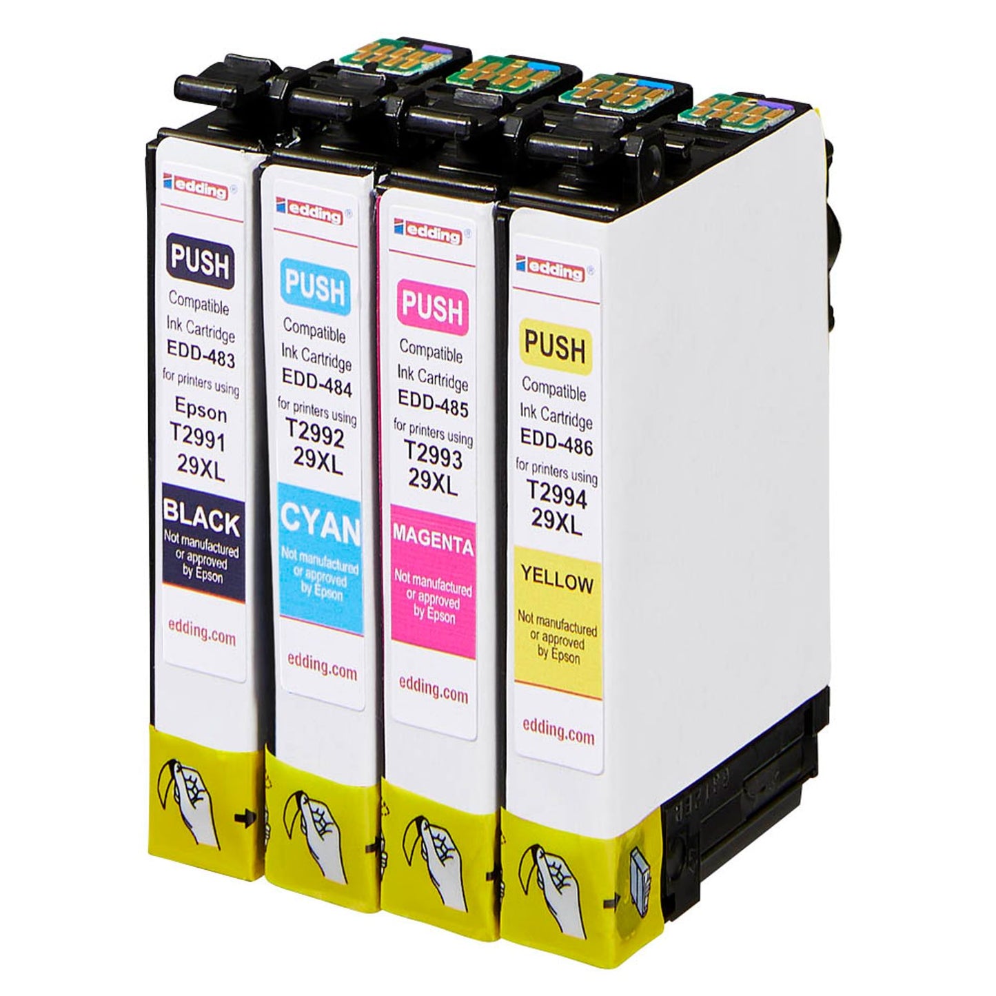 edding EDD-487 schwarz, cyan, magenta, gelb Druckerpatrone kompatibel zu EPSON 29XL / T2996XL, 4er-Set | 18-487/18-487-01 | 1 Pack = 4 St.