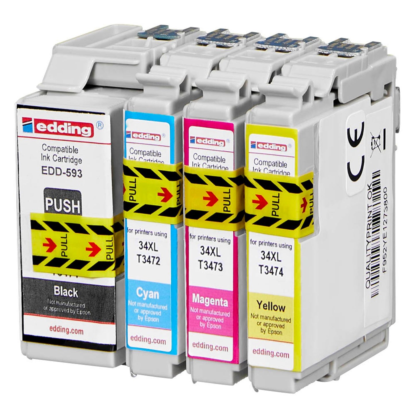 edding EDD-597 schwarz, cyan, magenta, gelb Druckerpatronen kompatibel zu EPSON 34XL / T3476XL, 4er-Set | 18-597/18-597-01 | 1 Pack = 4 St.