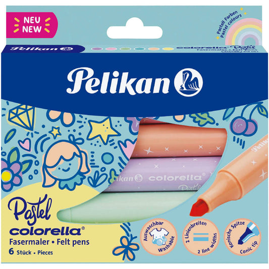 Pelikan Colorella Pastell 411 Filzstifte farbsortiert | 300009455 | 1 Pack = 6 St.