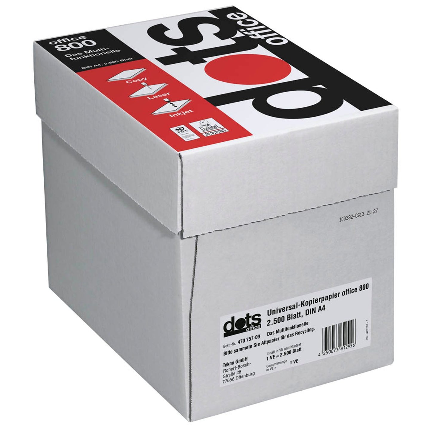 dots Kopierpapier office 800 DIN A4 75 g/qm Maxi-Box | DOT0750015 | 1 Box = 2.500 Blatt
