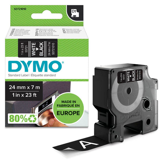 DYMO Schriftband D1 53721 , 24 mm weiß auf schwarz | S0721010