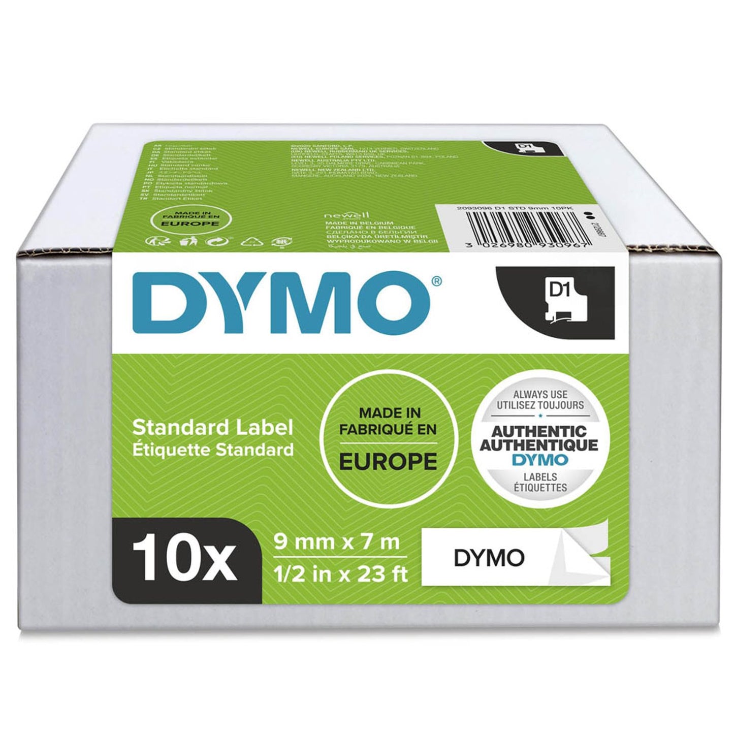 DYMO Schriftbänder D1 41913 (40913) , 9 mm schwarz auf weiß | 2093096 | 1 Pack = 10 St.