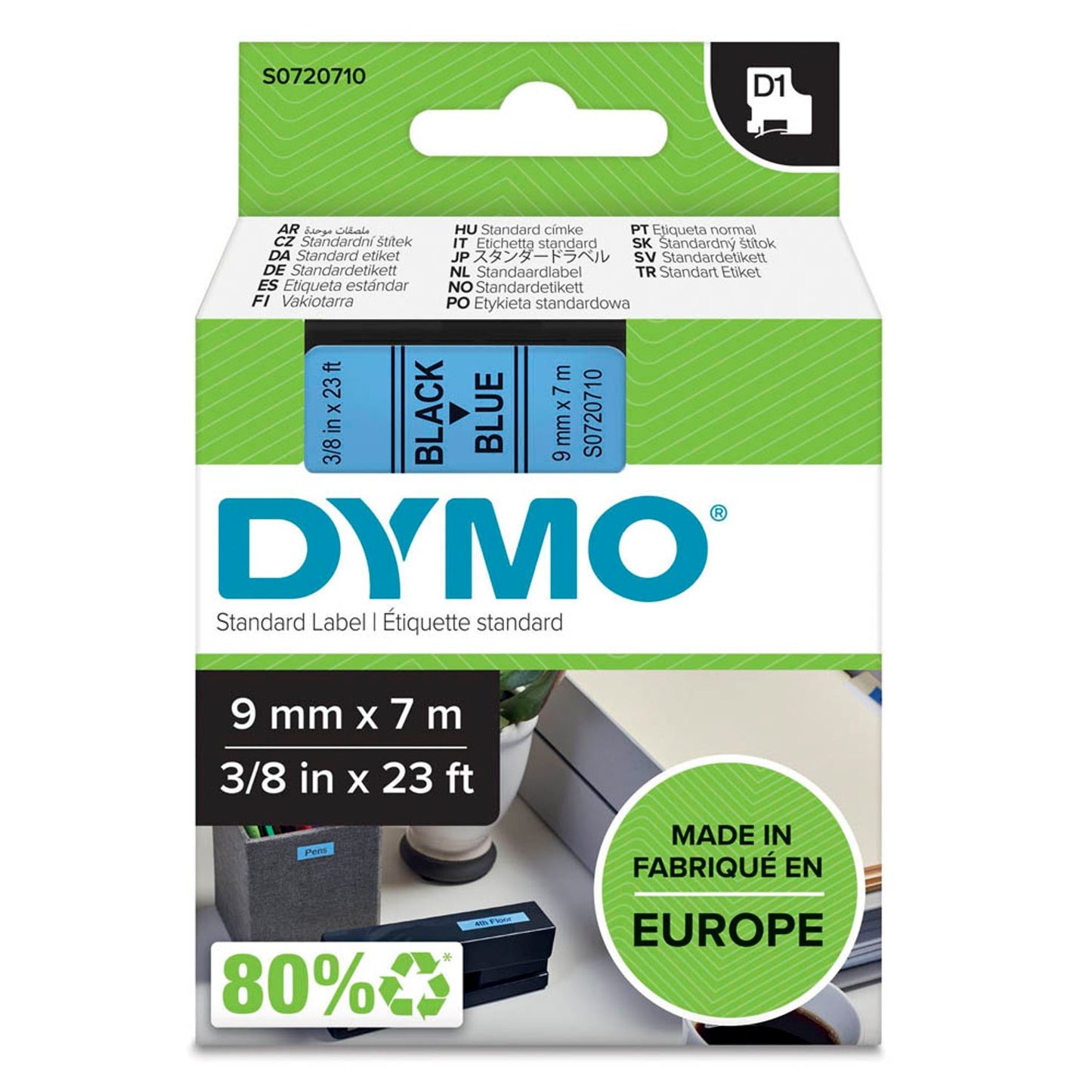 DYMO Schriftband D1 40916 , 9 mm schwarz auf blau | S0720710