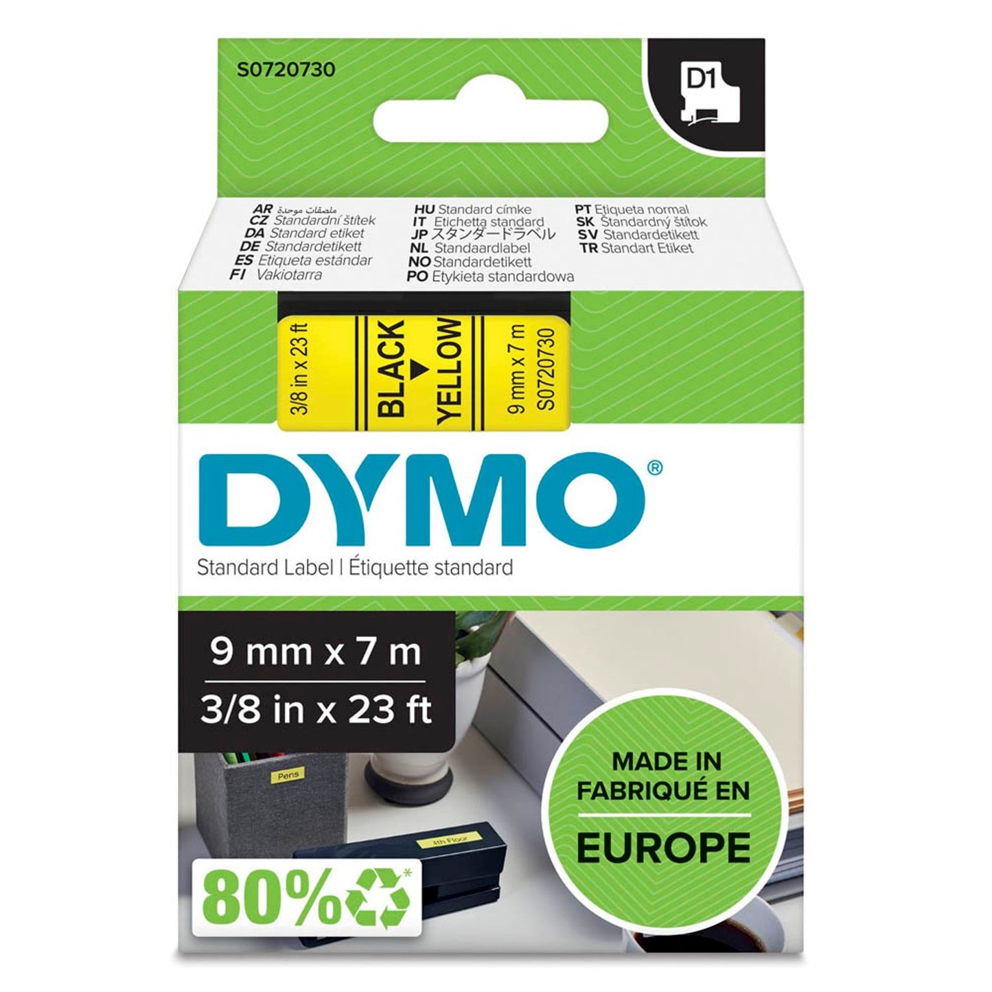 DYMO Schriftband D1 40918 , 9 mm schwarz auf gelb | S0720730
